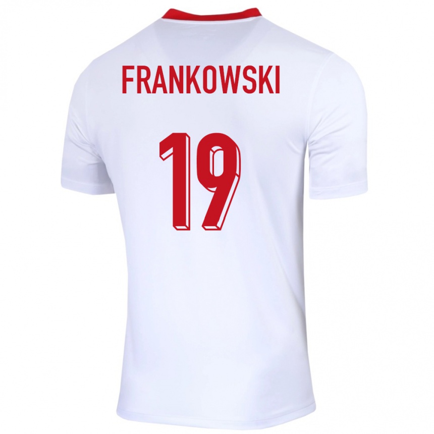 Kids Football Poland Przemyslaw Frankowski #19 White Home Jersey 24-26 T-Shirt Uk