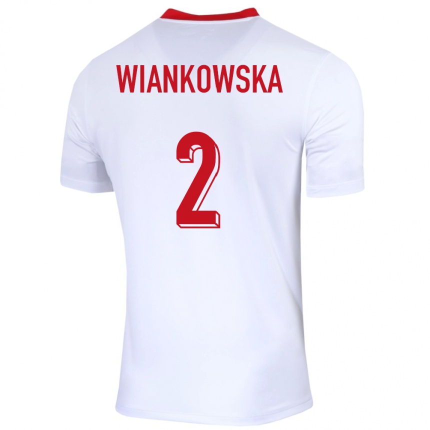 Kids Football Poland Martyna Wiankowska #2 White Home Jersey 24-26 T-Shirt Uk