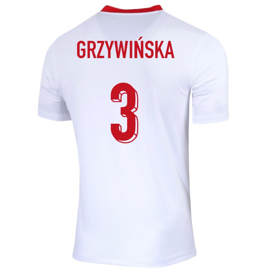 Kids Football Poland Gabriela Grzywinska #3 White Home Jersey 24-26 T-Shirt Uk