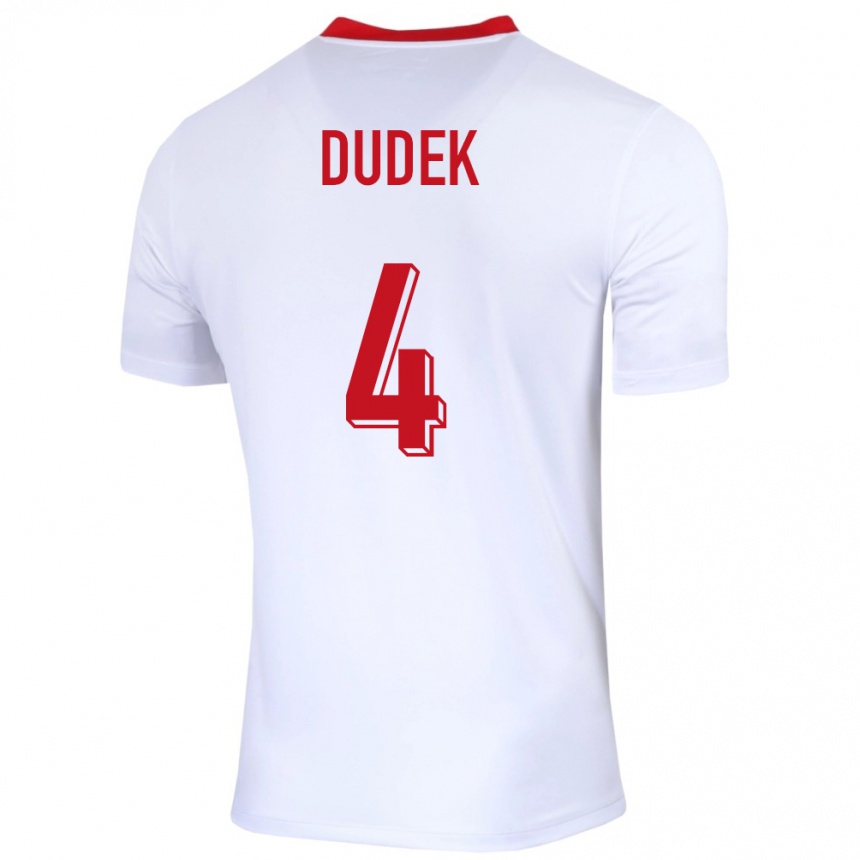 Kids Football Poland Paulina Dudek #4 White Home Jersey 24-26 T-Shirt Uk