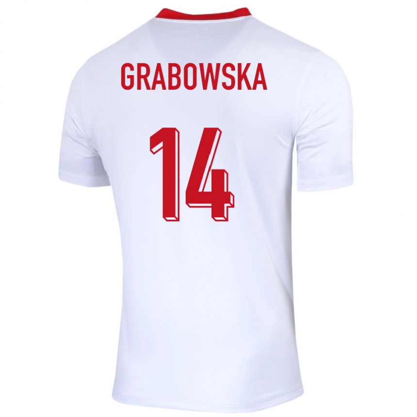 Kids Football Poland Dominika Grabowska #14 White Home Jersey 24-26 T-Shirt Uk