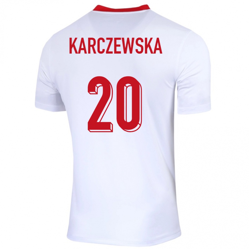 Kids Football Poland Nikola Karczewska #20 White Home Jersey 24-26 T-Shirt Uk