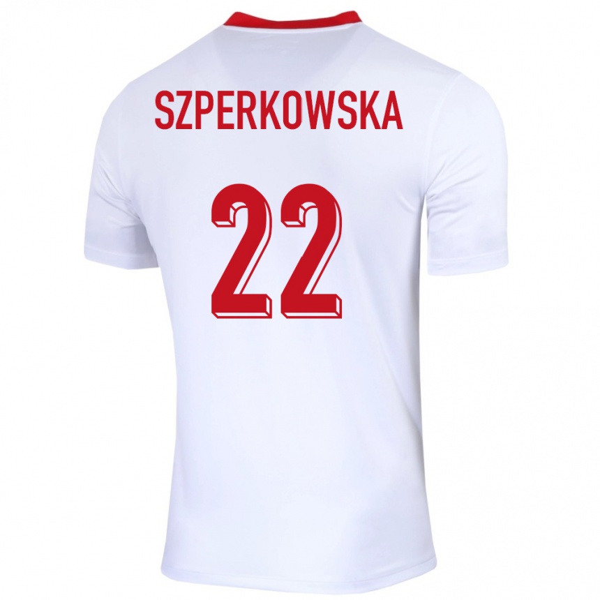 Kids Football Poland Oliwia Szperkowska #22 White Home Jersey 24-26 T-Shirt Uk