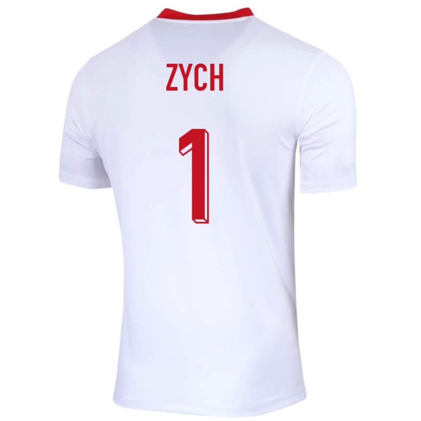 Kids Football Poland Oliwier Zych #1 White Home Jersey 24-26 T-Shirt Uk