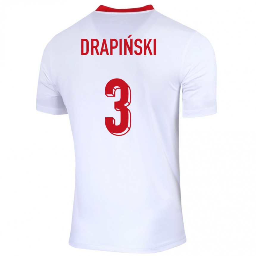 Kids Football Poland Igor Drapinski #3 White Home Jersey 24-26 T-Shirt Uk