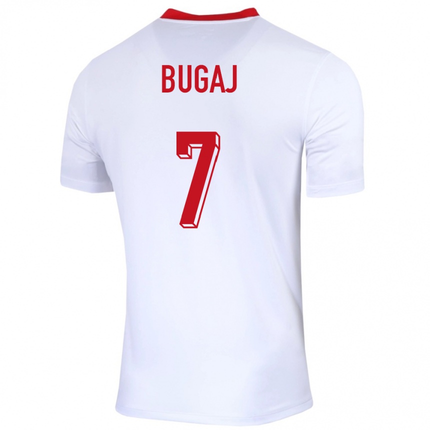 Kids Football Poland Dawid Bugaj #7 White Home Jersey 24-26 T-Shirt Uk