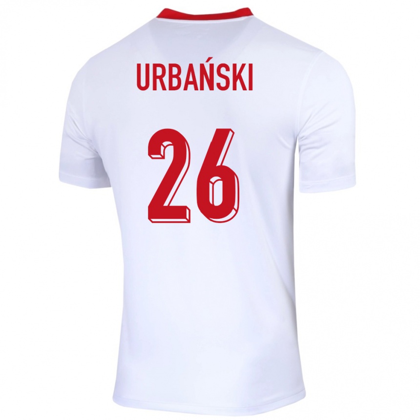 Kids Football Poland Kacper Urbanski #26 White Home Jersey 24-26 T-Shirt Uk