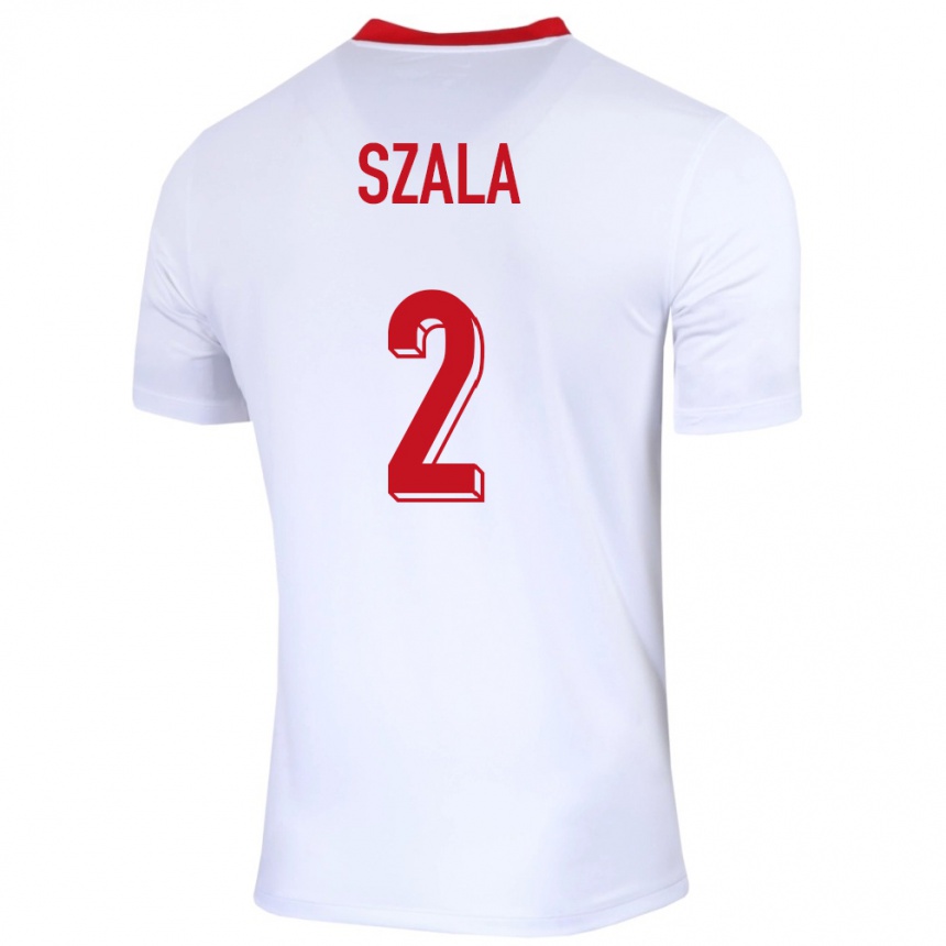 Kids Football Poland Dominik Szala #2 White Home Jersey 24-26 T-Shirt Uk