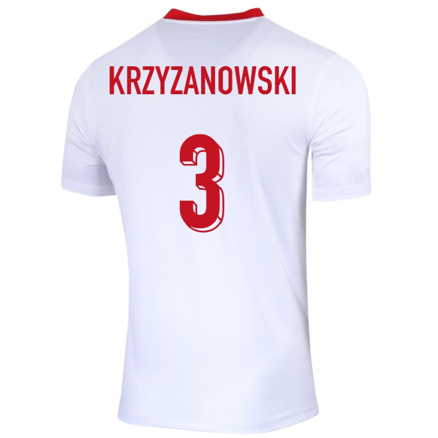 Kids Football Poland Jakub Krzyzanowski #3 White Home Jersey 24-26 T-Shirt Uk