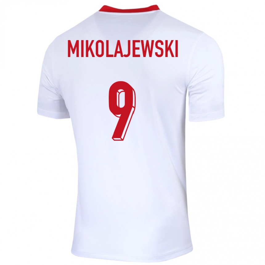 Kids Football Poland Daniel Mikolajewski #9 White Home Jersey 24-26 T-Shirt Uk