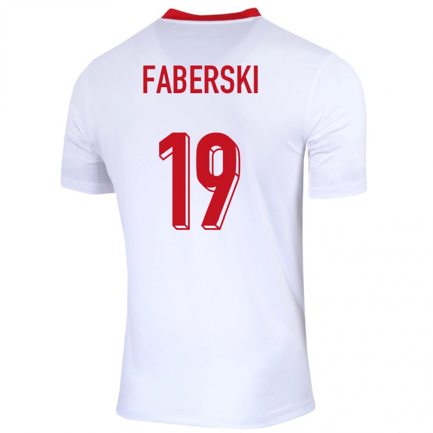 Kids Football Poland Jan Faberski #19 White Home Jersey 24-26 T-Shirt Uk