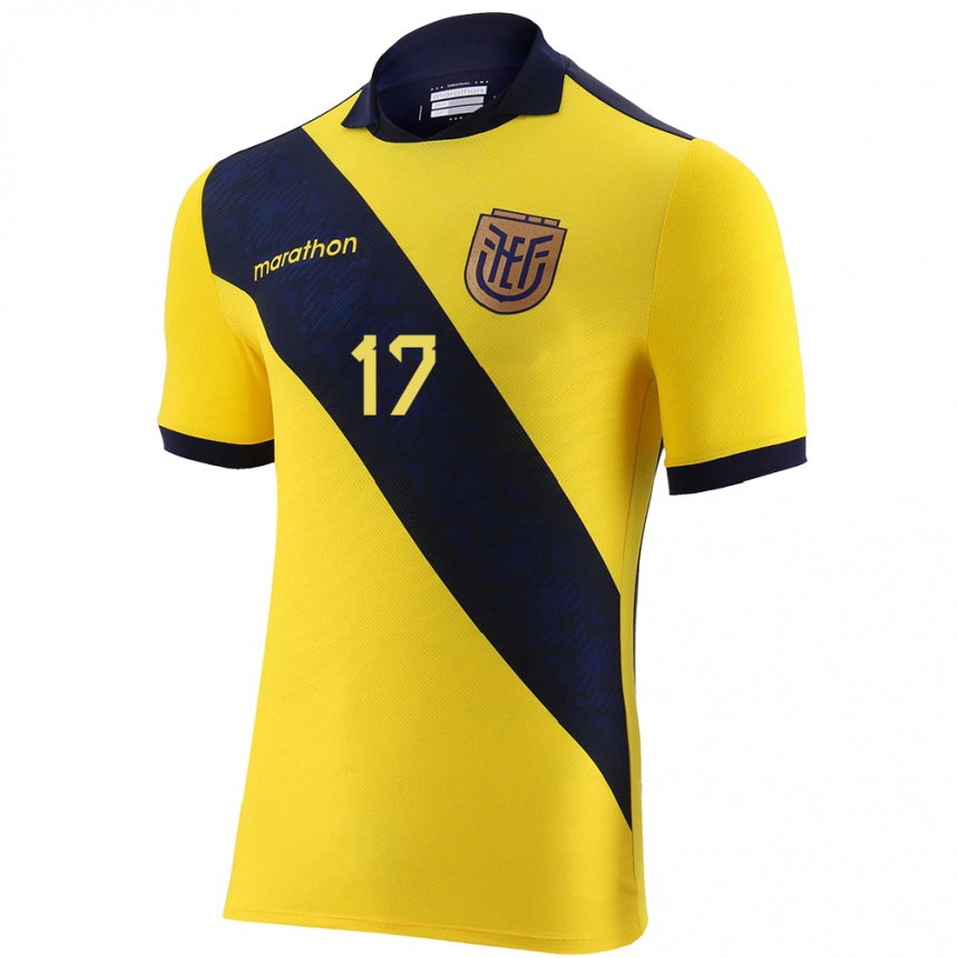 Kids Football Ecuador Angelo Preciado #17 Yellow Home Jersey 24-26 T-Shirt Uk