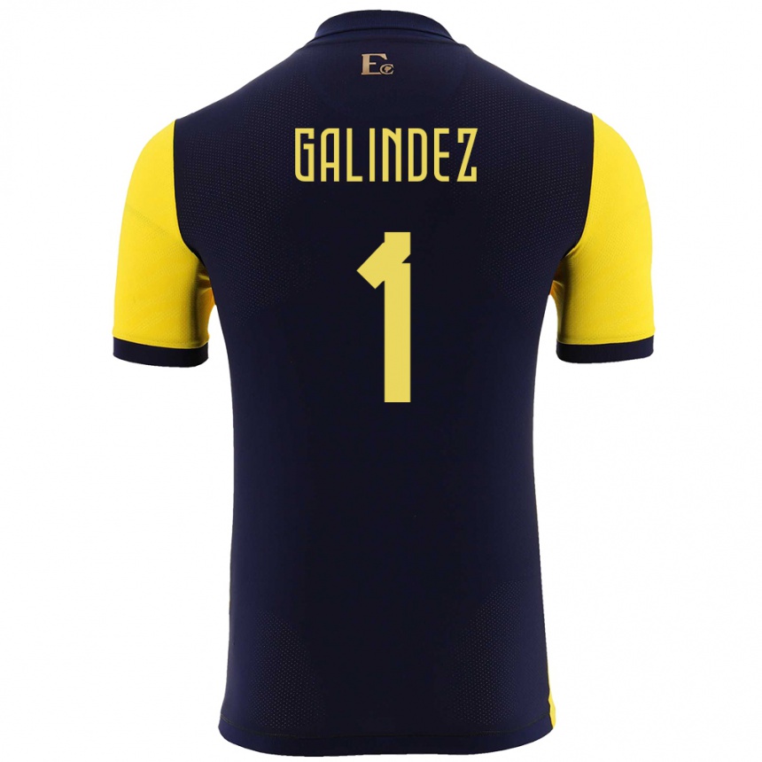 Kids Football Ecuador Hernan Galindez #1 Yellow Home Jersey 24-26 T-Shirt Uk