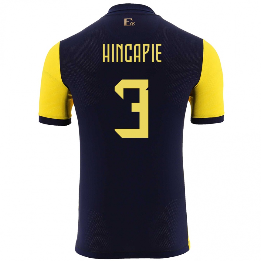 Kids Football Ecuador Piero Hincapie #3 Yellow Home Jersey 24-26 T-Shirt Uk