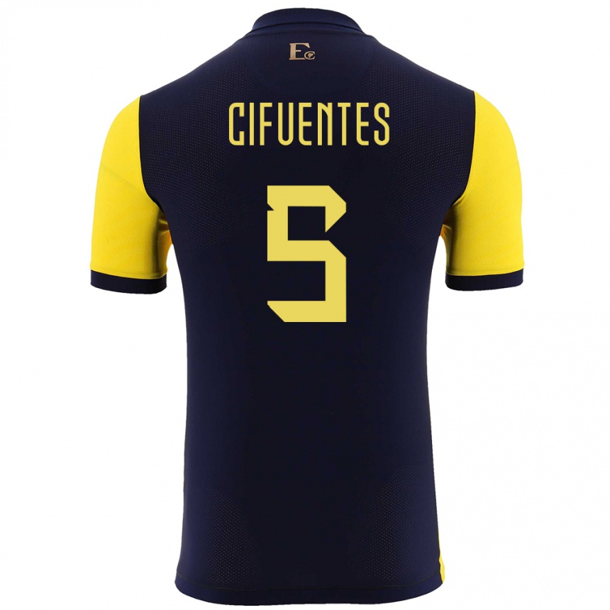 Kids Football Ecuador Jose Cifuentes #5 Yellow Home Jersey 24-26 T-Shirt Uk