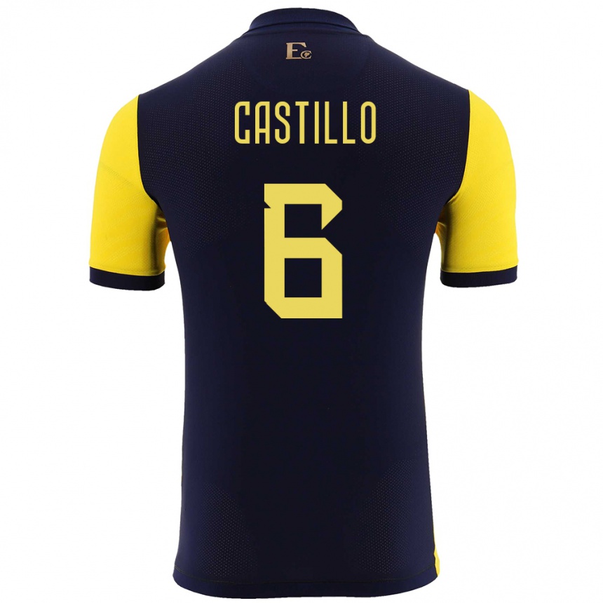 Kids Football Ecuador Byron Castillo #6 Yellow Home Jersey 24-26 T-Shirt Uk