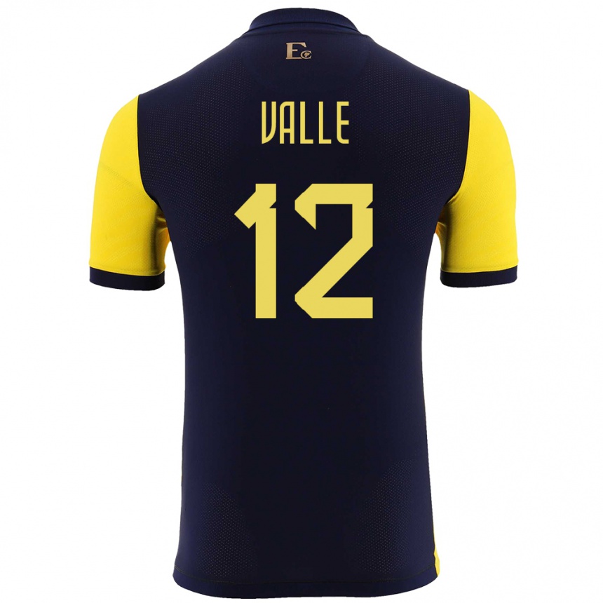 Kids Football Ecuador Gonzalo Valle #12 Yellow Home Jersey 24-26 T-Shirt Uk