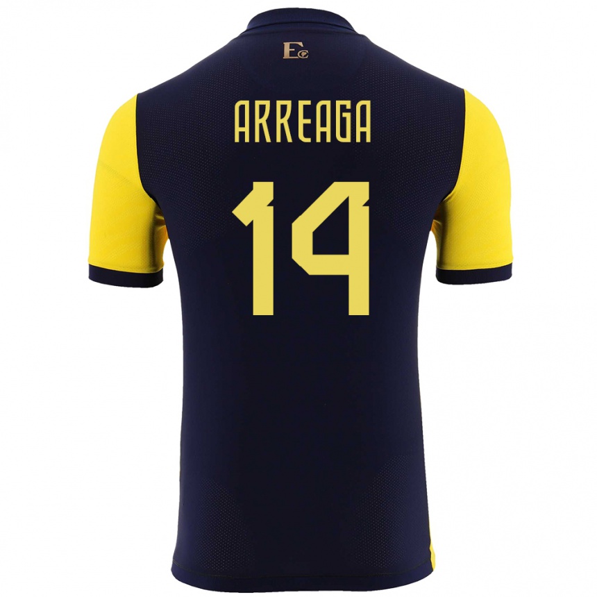 Kids Football Ecuador Xavier Arreaga #14 Yellow Home Jersey 24-26 T-Shirt Uk