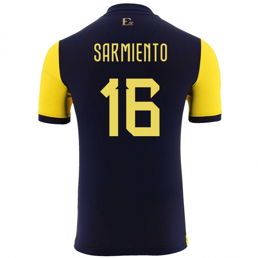 Kids Football Ecuador Jeremy Sarmiento #16 Yellow Home Jersey 24-26 T-Shirt Uk