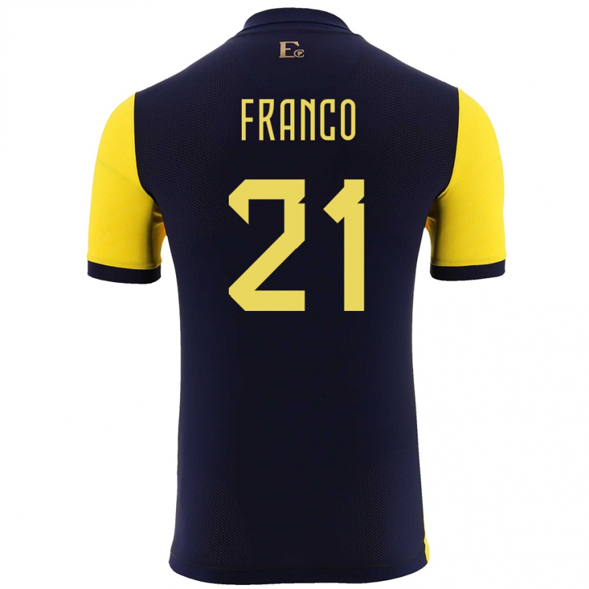 Kids Football Ecuador Alan Franco #21 Yellow Home Jersey 24-26 T-Shirt Uk