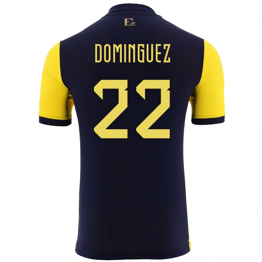 Kids Football Ecuador Alexander Dominguez #22 Yellow Home Jersey 24-26 T-Shirt Uk