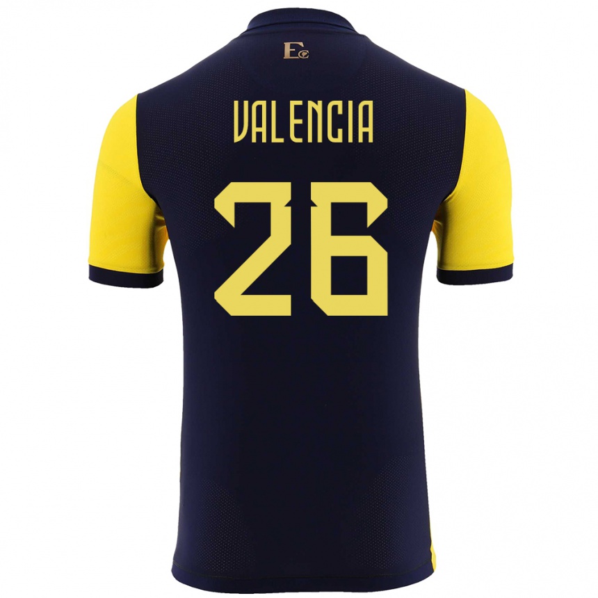 Kids Football Ecuador Anthony Valencia #26 Yellow Home Jersey 24-26 T-Shirt Uk