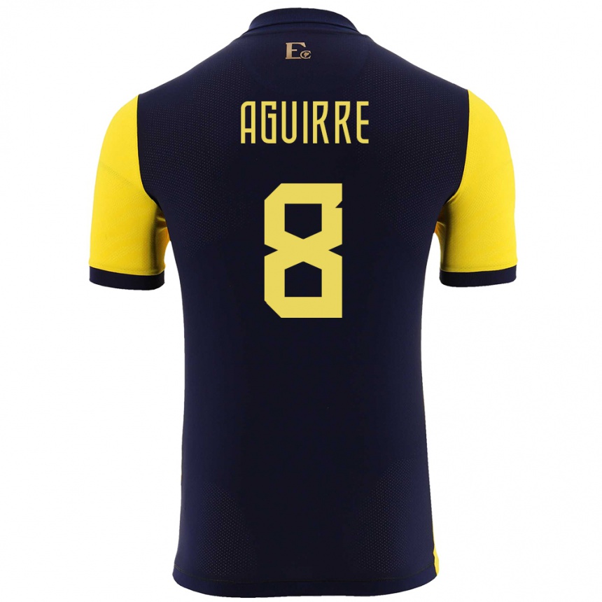 Kids Football Ecuador Marthina Aguirre #8 Yellow Home Jersey 24-26 T-Shirt Uk