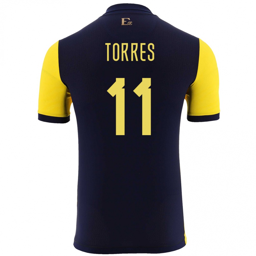 Kids Football Ecuador Ambar Torres #11 Yellow Home Jersey 24-26 T-Shirt Uk