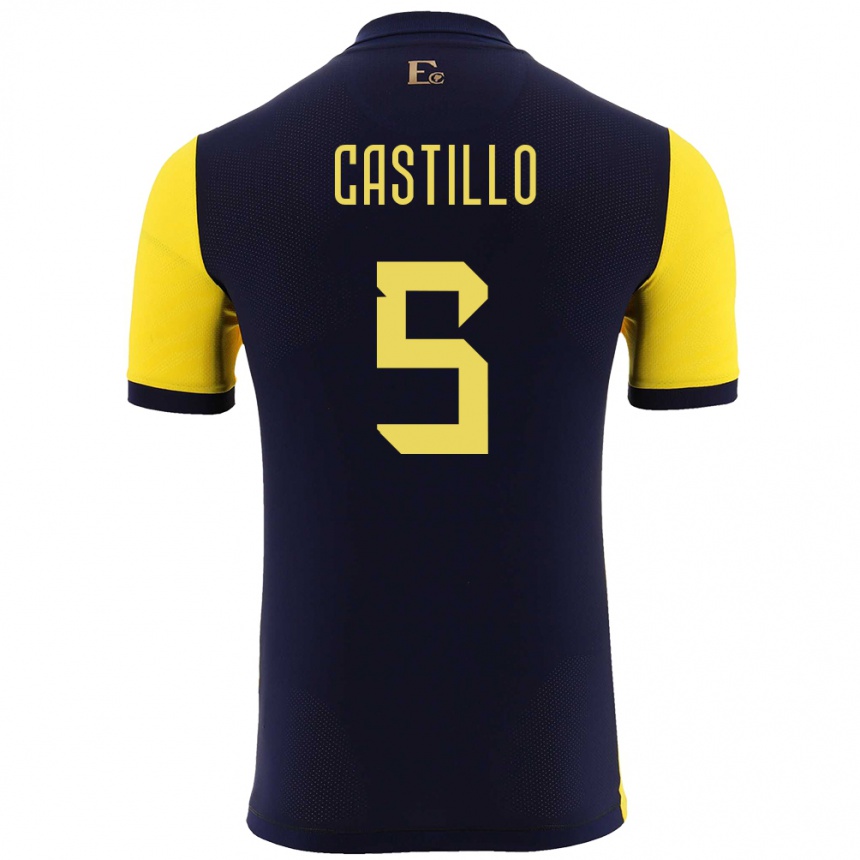 Kids Football Ecuador Denil Castillo #5 Yellow Home Jersey 24-26 T-Shirt Uk