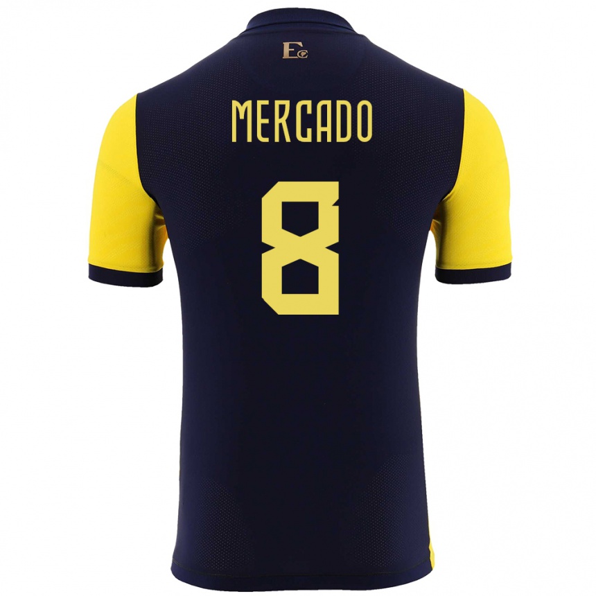 Kids Football Ecuador Patrik Mercado #8 Yellow Home Jersey 24-26 T-Shirt Uk