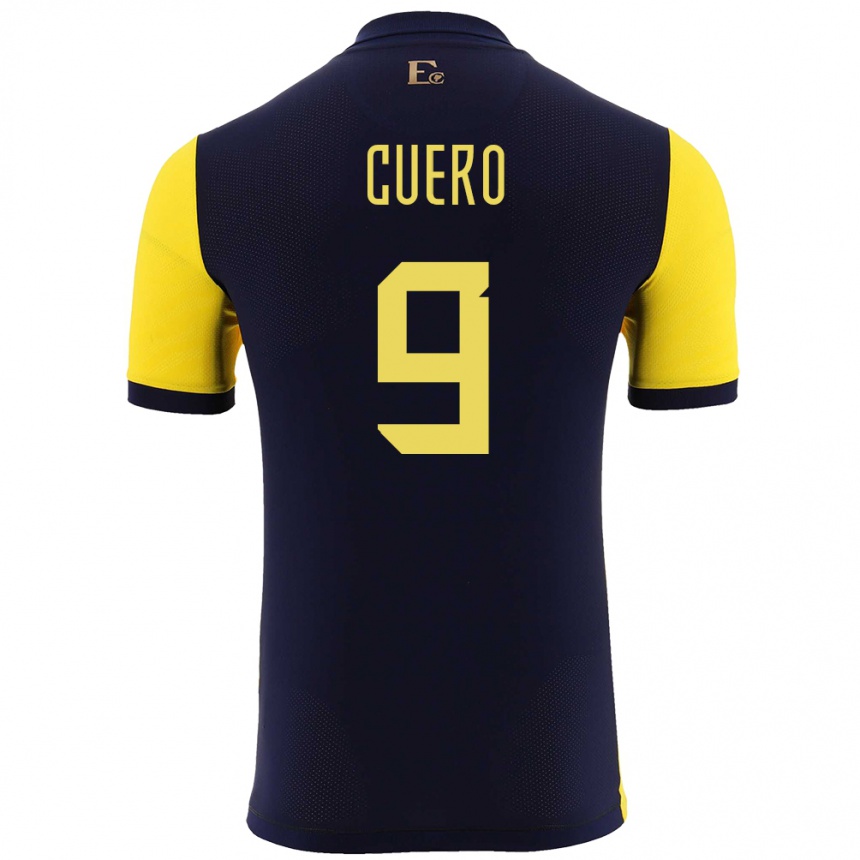 Kids Football Ecuador Justin Cuero #9 Yellow Home Jersey 24-26 T-Shirt Uk