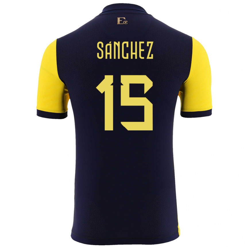 Kids Football Ecuador Juan Sanchez #15 Yellow Home Jersey 24-26 T-Shirt Uk