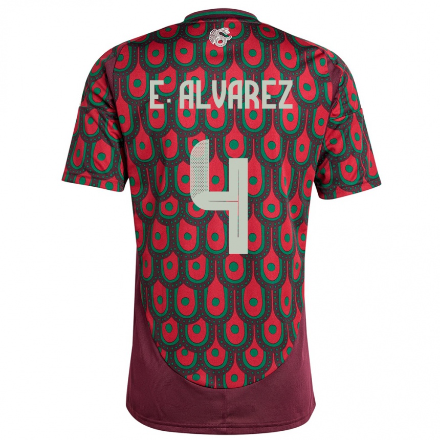 Kids Football Mexico Edson Alvarez #4 Maroon Home Jersey 24-26 T-Shirt Uk