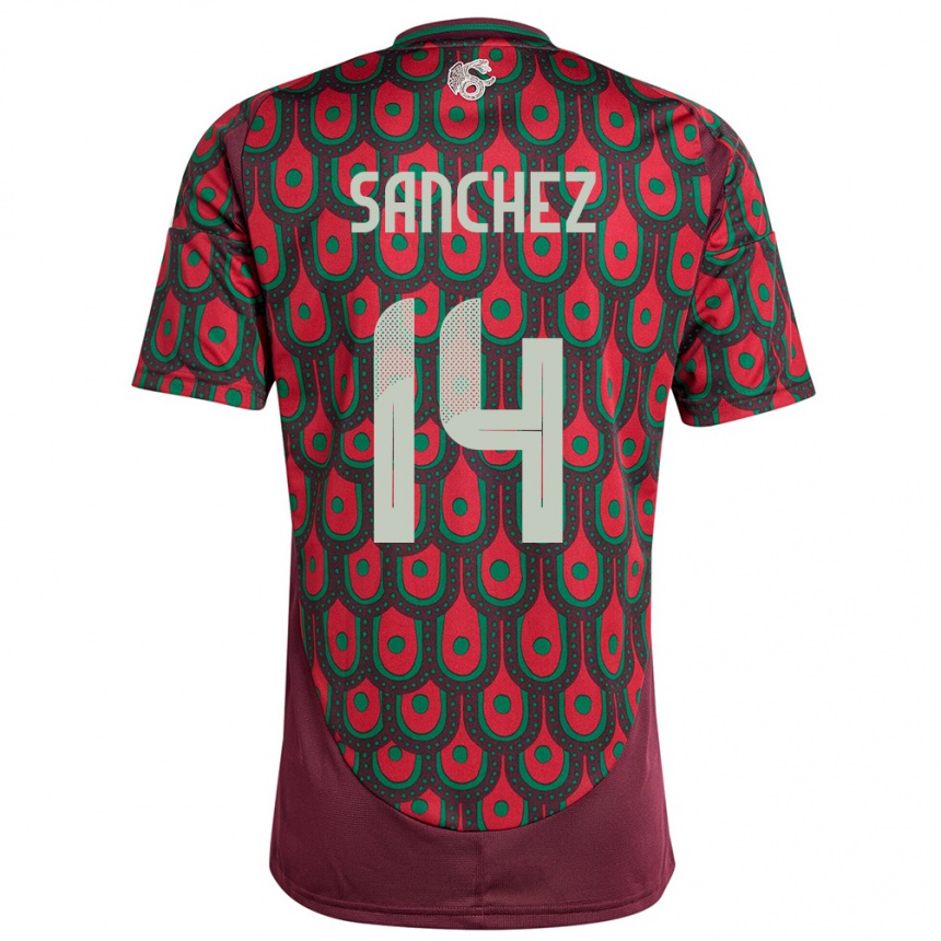 Kids Football Mexico Erick Sanchez #14 Maroon Home Jersey 24-26 T-Shirt Uk