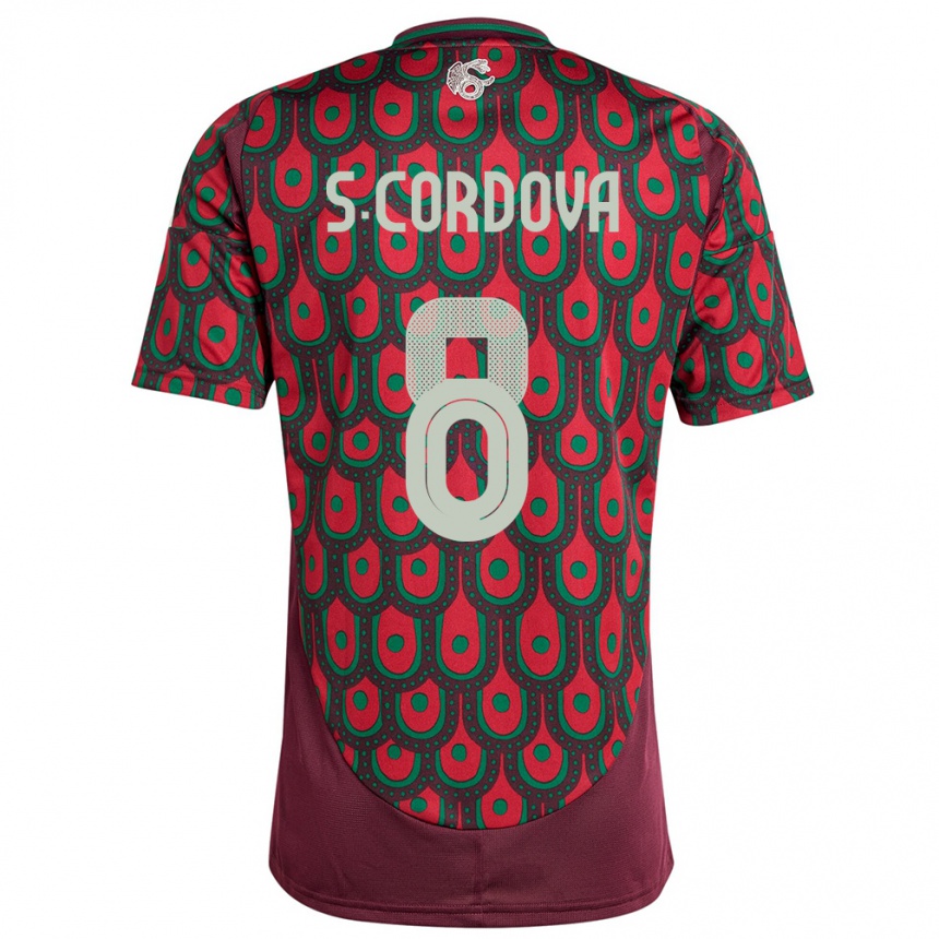 Kids Football Mexico Sebastian Cordova #8 Maroon Home Jersey 24-26 T-Shirt Uk