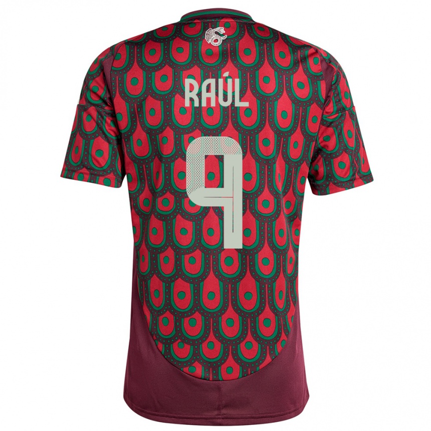 Kids Football Mexico Raul Jimenez #9 Maroon Home Jersey 24-26 T-Shirt Uk