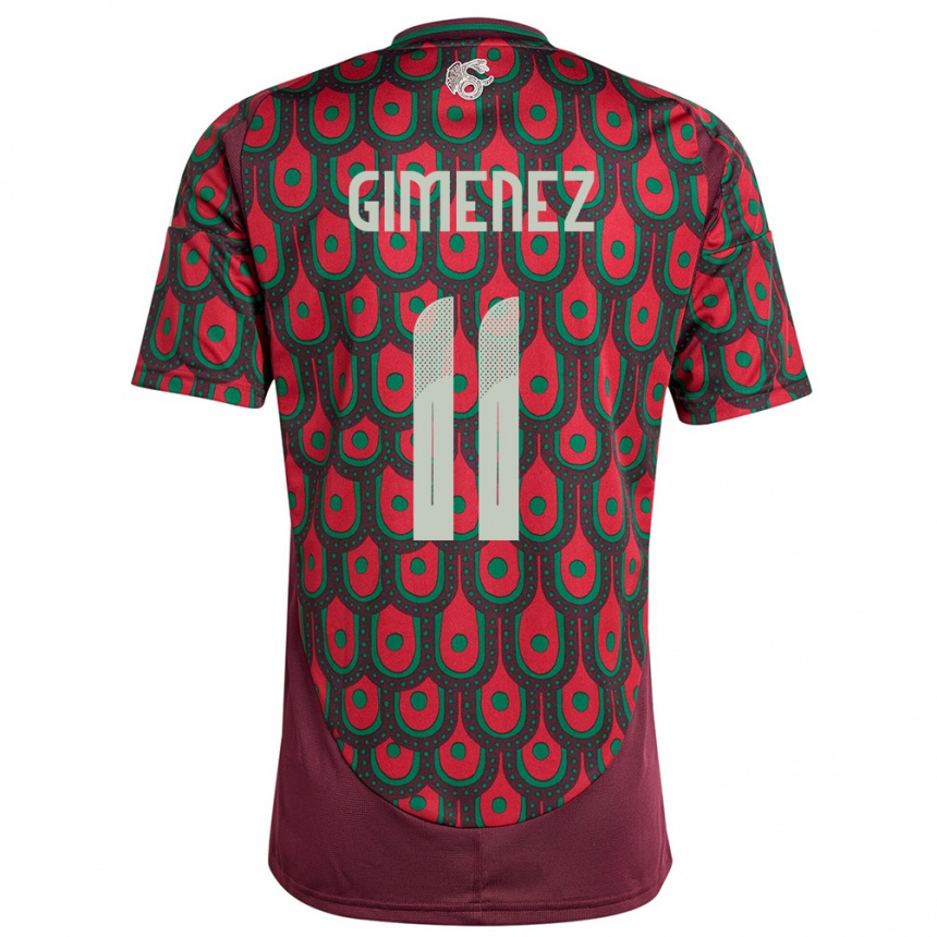 Kids Football Mexico Santiago Gimenez #11 Maroon Home Jersey 24-26 T-Shirt Uk