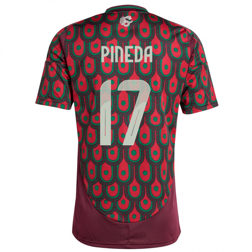 Kids Football Mexico Orbelin Pineda #17 Maroon Home Jersey 24-26 T-Shirt Uk