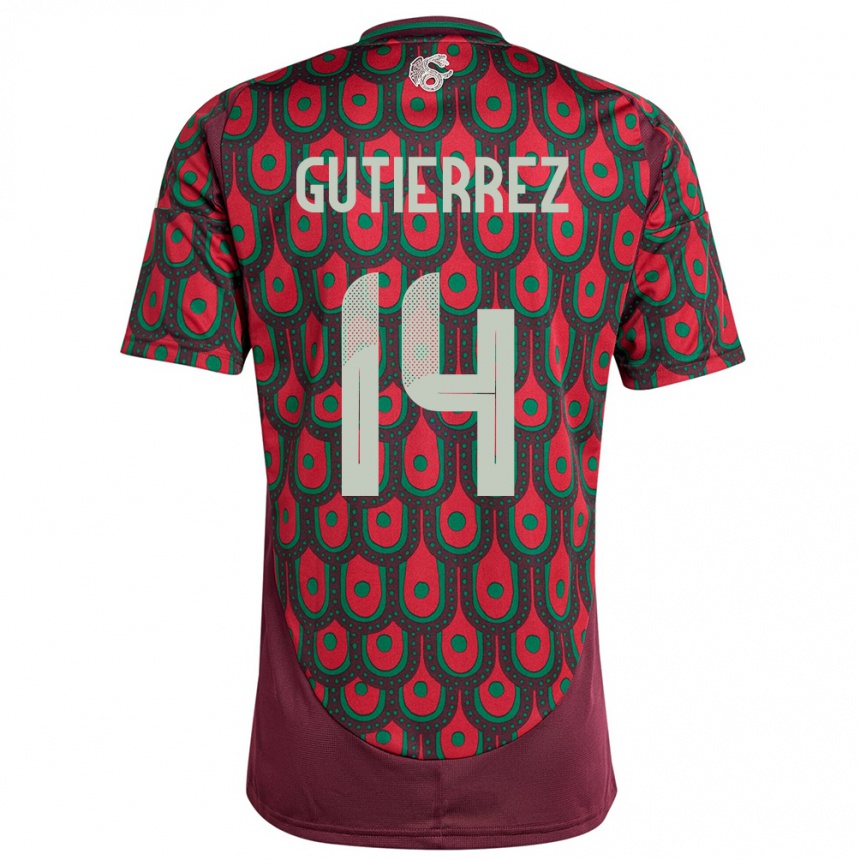 Kids Football Mexico Erick Gutierrez #14 Maroon Home Jersey 24-26 T-Shirt Uk