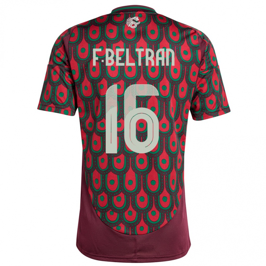 Kids Football Mexico Fernando Beltran #16 Maroon Home Jersey 24-26 T-Shirt Uk