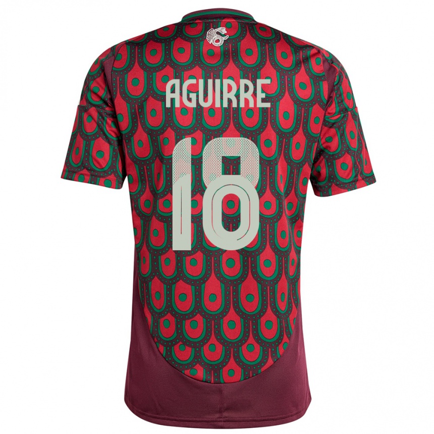 Kids Football Mexico Eduardo Aguirre #18 Maroon Home Jersey 24-26 T-Shirt Uk