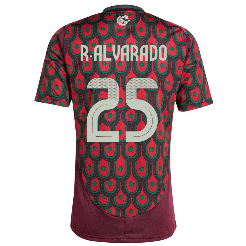 Kids Football Mexico Roberto Alvarado #25 Maroon Home Jersey 24-26 T-Shirt Uk