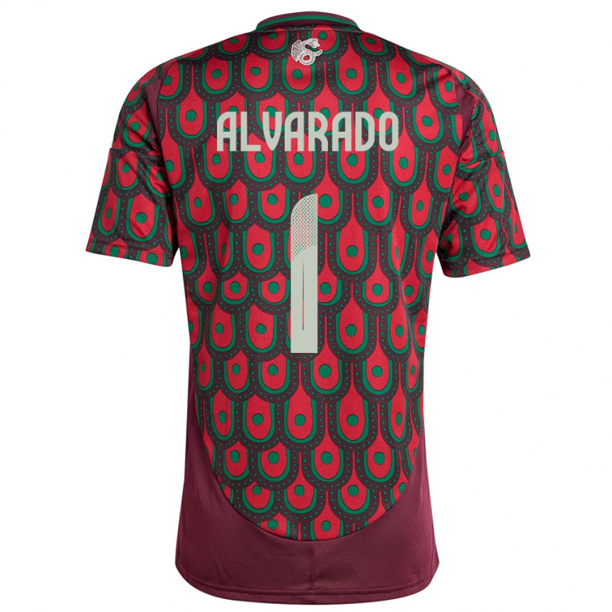 Kids Football Mexico Emily Alvarado #1 Maroon Home Jersey 24-26 T-Shirt Uk