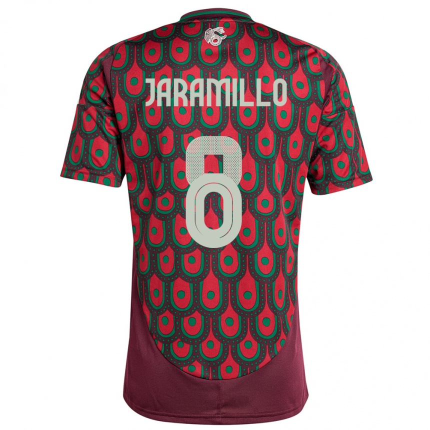 Kids Football Mexico Carolina Jaramillo #8 Maroon Home Jersey 24-26 T-Shirt Uk