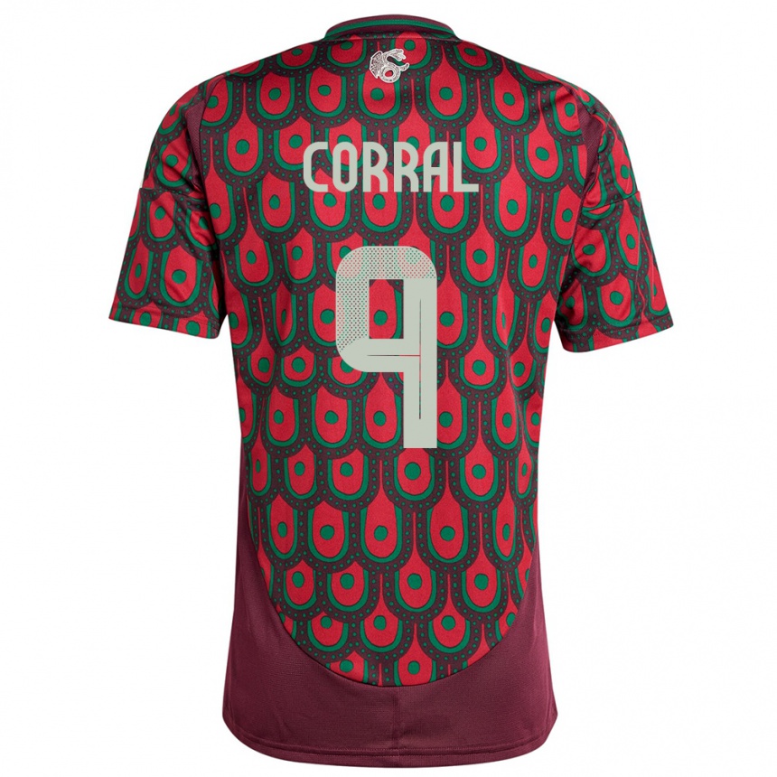 Kids Football Mexico Charlyn Corral #9 Maroon Home Jersey 24-26 T-Shirt Uk