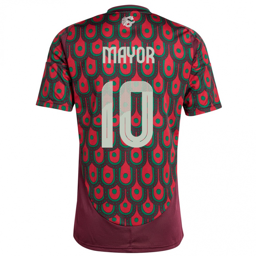 Kids Football Mexico Stephany Mayor #10 Maroon Home Jersey 24-26 T-Shirt Uk