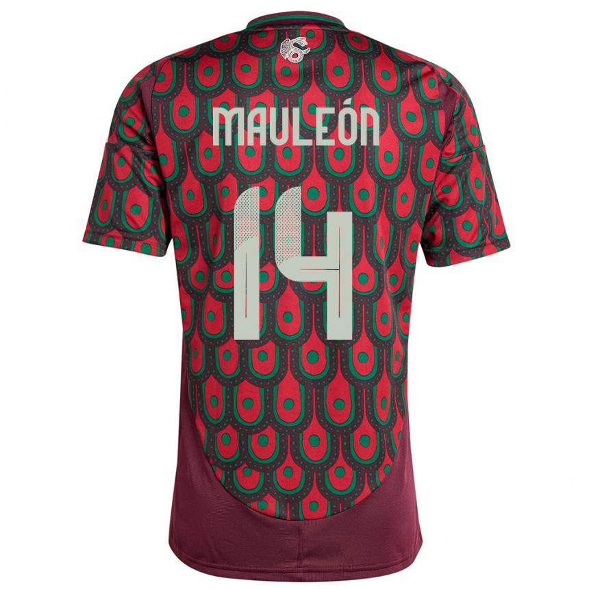 Kids Football Mexico Natalia Mauleon #14 Maroon Home Jersey 24-26 T-Shirt Uk