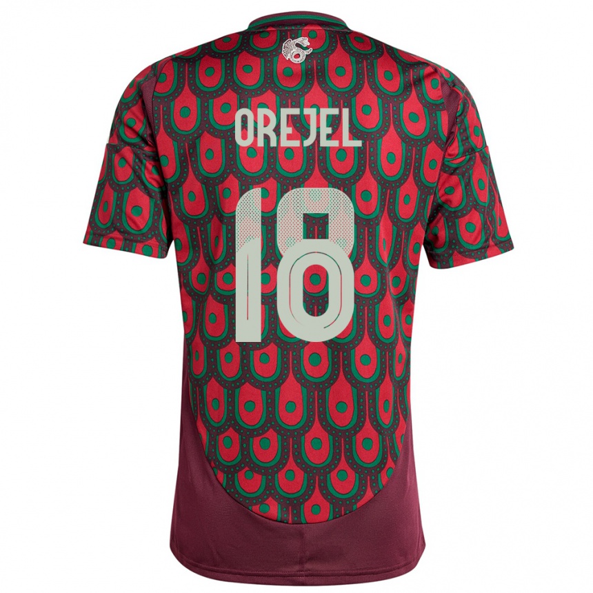 Kids Football Mexico Jocelyn Orejel #18 Maroon Home Jersey 24-26 T-Shirt Uk