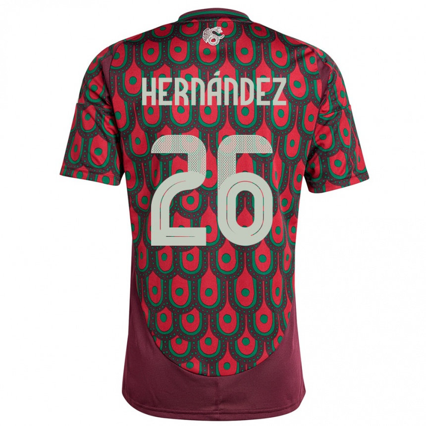 Kids Football Mexico Nicolette Hernandez #26 Maroon Home Jersey 24-26 T-Shirt Uk