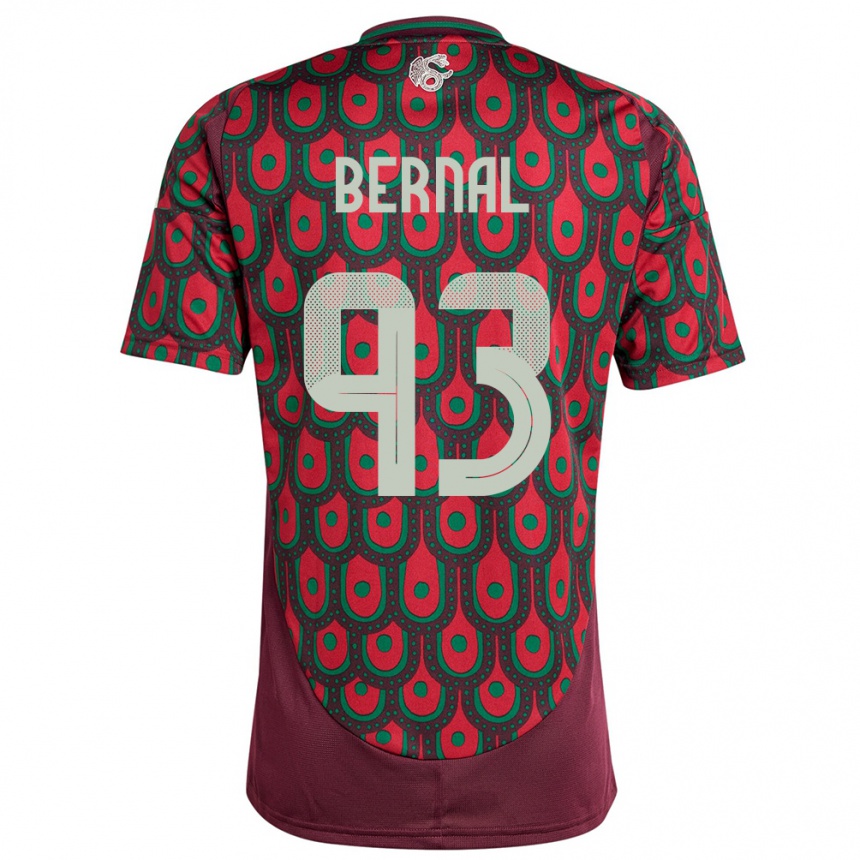 Kids Football Mexico Rebeca Bernal #93 Maroon Home Jersey 24-26 T-Shirt Uk